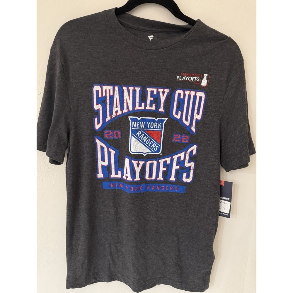 New York Rangers 2022 Stanley Cup Playoffs T Shirt Size Small Dark Gray New Tags